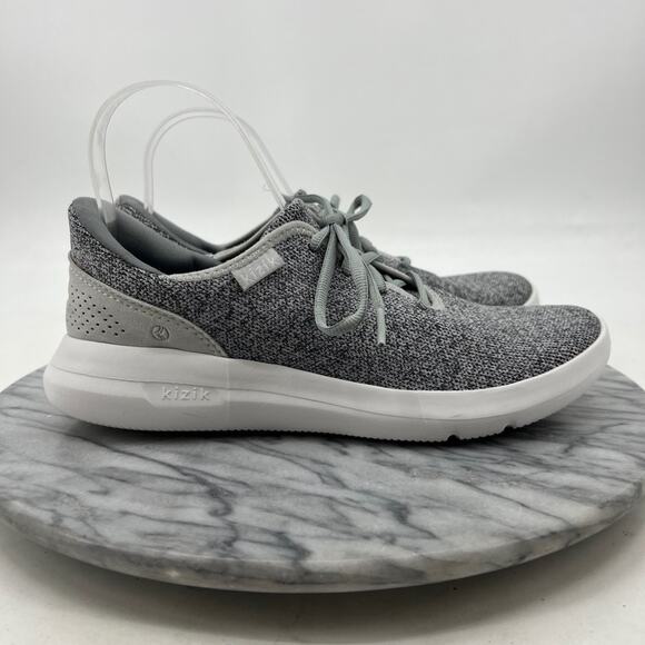 Kizik Womens 8.5 Shoes Grey Madrid Eco Knit Sneakers Lace Up Low Top Comfort - Picture 2 of 13